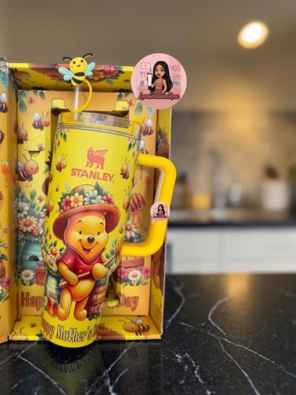Happy Mothers Day Yellow Winnie the Pooh 40 oz tumbler - Picture 2 of 2